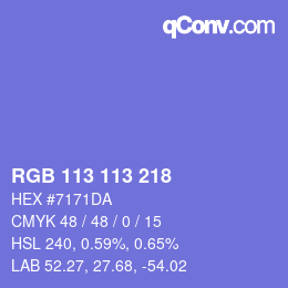 Color code: RGB 113 113 218 | qconv.com