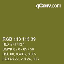 Color code: RGB 113 113 39 | qconv.com