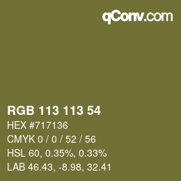 Color code: RGB 113 113 54 | qconv.com
