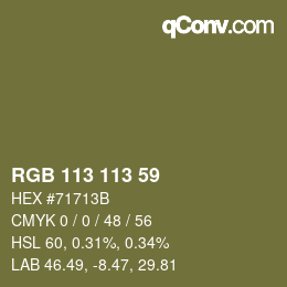Color code: RGB 113 113 59 | qconv.com