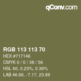 颜色代码: RGB 113 113 70 | qconv.com