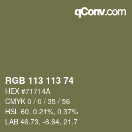Color code: RGB 113 113 74 | qconv.com
