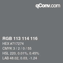 Código de color: RGB 113 114 116 | qconv.com