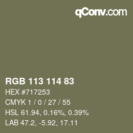 カラーコード: RGB 113 114 83 | qconv.com