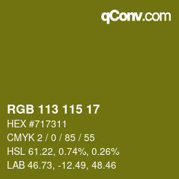 Color code: RGB 113 115 17 | qconv.com