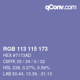 Código de color: RGB 113 115 173 | qconv.com