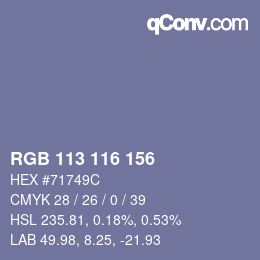 Color code: RGB 113 116 156 | qconv.com
