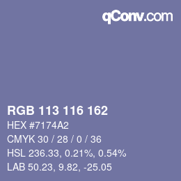 Color code: RGB 113 116 162 | qconv.com
