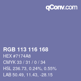 Color code: RGB 113 116 168 | qconv.com