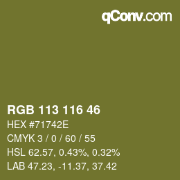 カラーコード: RGB 113 116 46 | qconv.com