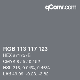 Código de color: RGB 113 117 123 | qconv.com