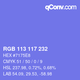 Color code: RGB 113 117 232 | qconv.com