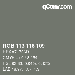 Color code: RGB 113 118 109 | qconv.com