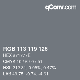 Código de color: RGB 113 119 126 | qconv.com