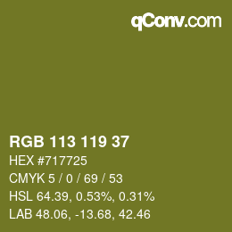 カラーコード: RGB 113 119 37 | qconv.com