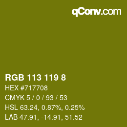 Color code: RGB 113 119 8 | qconv.com