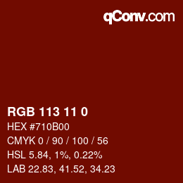 カラーコード: RGB 113 11 0 | qconv.com