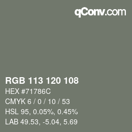 颜色代码: RGB 113 120 108 | qconv.com