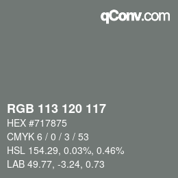 Color code: RGB 113 120 117 | qconv.com