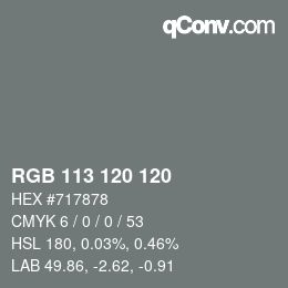 颜色代码: RGB 113 120 120 | qconv.com