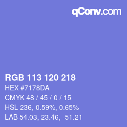 カラーコード: RGB 113 120 218 | qconv.com