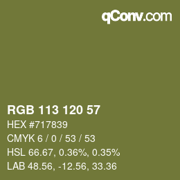 カラーコード: RGB 113 120 57 | qconv.com