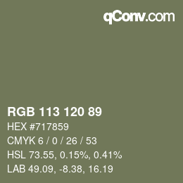颜色代码: RGB 113 120 89 | qconv.com