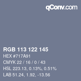 Color code: RGB 113 122 145 | qconv.com