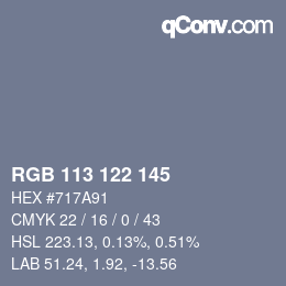 Code couleur: RGB 113 122 145 | qconv.com