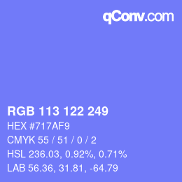 Color code: RGB 113 122 249 | qconv.com