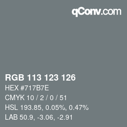 カラーコード: RGB 113 123 126 | qconv.com