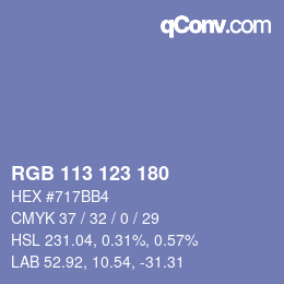 Code couleur: RGB 113 123 180 | qconv.com