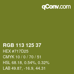 Color code: RGB 113 125 37 | qconv.com