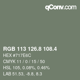 カラーコード: RGB 113 126.8 108.4 | qconv.com