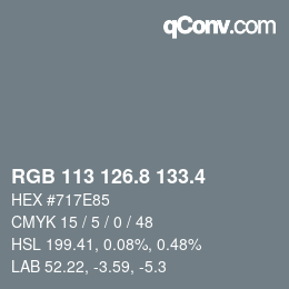 カラーコード: RGB 113 126.8 133.4 | qconv.com