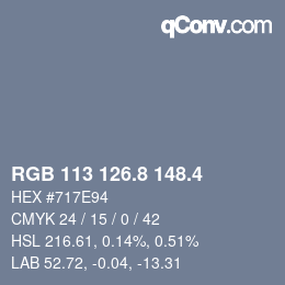 カラーコード: RGB 113 126.8 148.4 | qconv.com