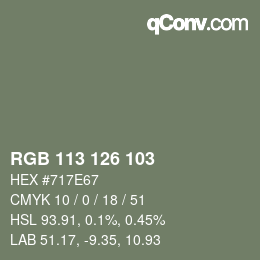 カラーコード: RGB 113 126 103 | qconv.com