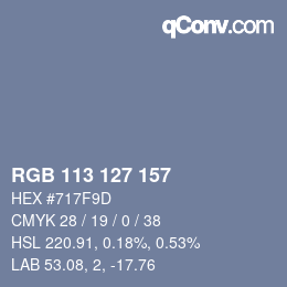 カラーコード: RGB 113 127 157 | qconv.com