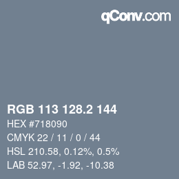 カラーコード: RGB 113 128.2 144 | qconv.com