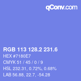 カラーコード: RGB 113 128.2 231.6 | qconv.com