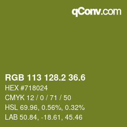 カラーコード: RGB 113 128.2 36.6 | qconv.com