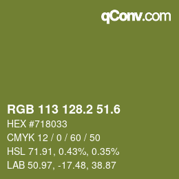 カラーコード: RGB 113 128.2 51.6 | qconv.com