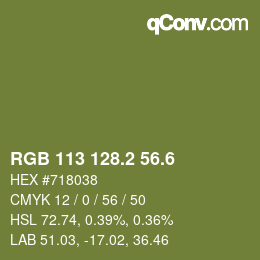 カラーコード: RGB 113 128.2 56.6 | qconv.com