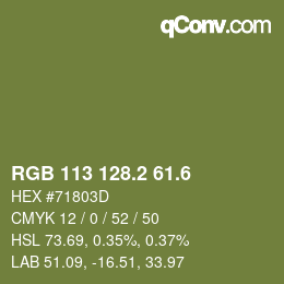 カラーコード: RGB 113 128.2 61.6 | qconv.com