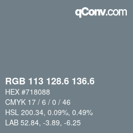 カラーコード: RGB 113 128.6 136.6 | qconv.com