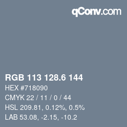 カラーコード: RGB 113 128.6 144 | qconv.com