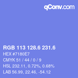 カラーコード: RGB 113 128.6 231.6 | qconv.com