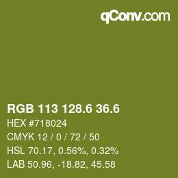 カラーコード: RGB 113 128.6 36.6 | qconv.com