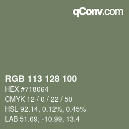 カラーコード: RGB 113 128 100 | qconv.com