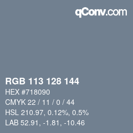 Color code: RGB 113 128 144 | qconv.com